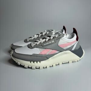 Reebok Women's Classic Leather Legacy Sneakers in Stark Grey/White/Urban Maroon